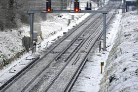 London to Brighton Railway line in the snow
