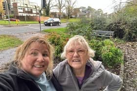 Guerilla gardeners Justine Osborne and her mum Orial Wing who spruced up an overgrown bed at the junction of Harwood Road and Crawley Road in Horsham