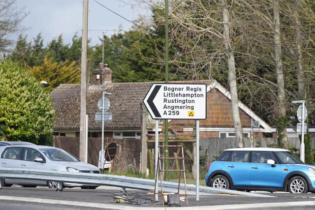 Drivers on the A259 at the new Rustington Bypass have spotted that the new road signage directs them to ‘Bogner Regis’. Photo: Eddie Mitchell