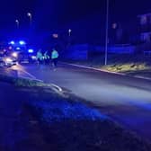 Emergency service crews by the collision in Larkspur Drive, Eastbourne. Picture from Laurence Baker