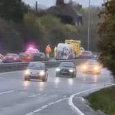 Police cars have been seen on part of the A23 this afternoon (Thursday, November 2) following reports of a car crash