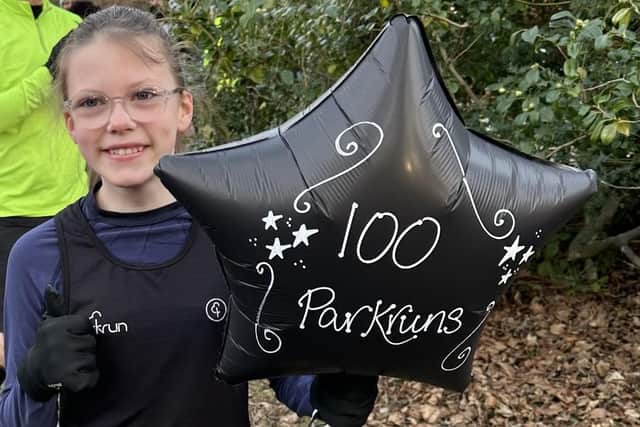 Kayleigh celebrates her 100th parkrun finish | Contributed picture
