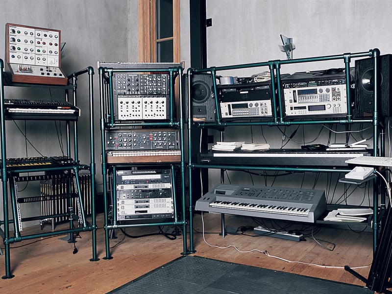 Some of the gear inside the famed musician's music room