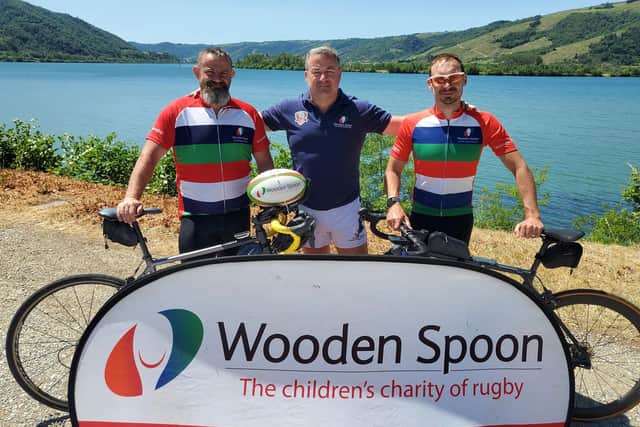 Two Sussex Veterans team members - Ben Martyn and Dan Turnock- cycled from Twickenham to Marseille in just 7 days to deliver the match ball for the European Rugby Champions Cup and raise funds for Wooden Spoon.