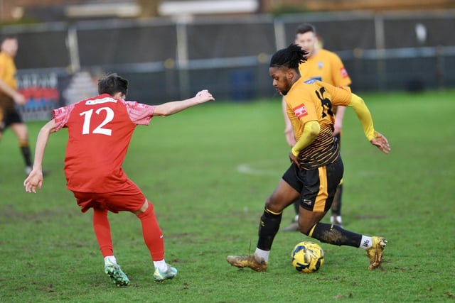 Action from Littlehampton Town's 4-4 draw with Hythe Town at The Sportsfield