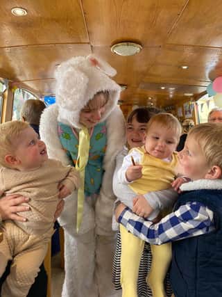 Meeting an Easter bunny on the boat trip at Chichester Canal. Photo: Laura Evans