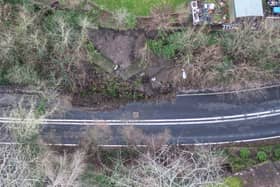 The A29 landslide in Pulborough from the air (Photo: Eddie Mitchell)