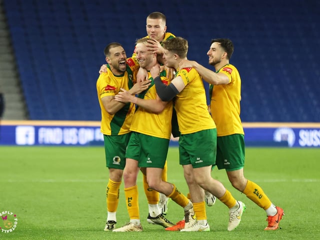 James Hammond’s majestic 95th minute free-kick clinched Horsham FC’s first league and Sussex Senior Cup double in the club’s history