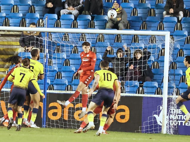 Action from Worthing's 1-0 win at Farnborough in the National League South