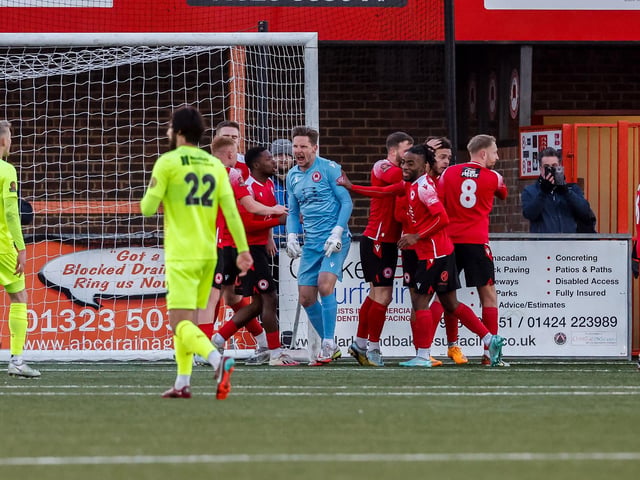 Action from Eastbourne Borough's win over Hungerford Town in the National League South