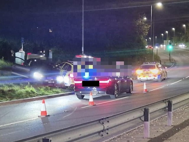 Police by Cop Hall Roundabout in Polegate