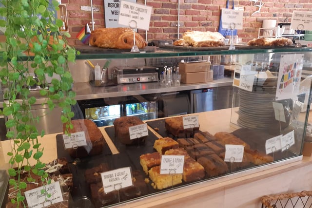 Most of the cakes sold at Laughing Dog, in Brighton Road, are homemade on site. There's a vast selection of loaf cakes and pastries, and the large café is also dog-friendly.