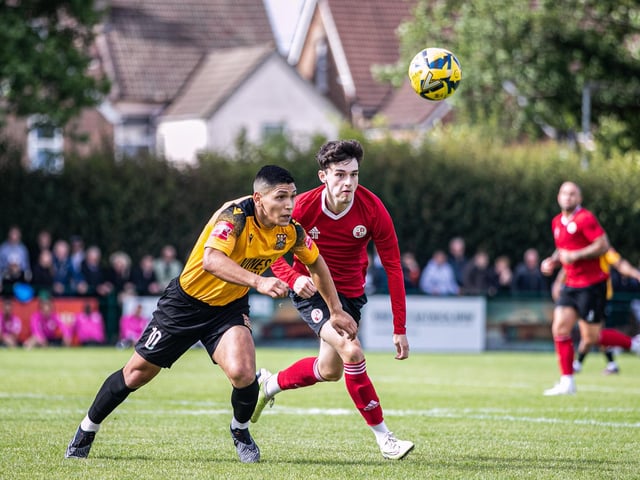 Action from the pre-season friendly between Three Bridges and Crawley Town. Crawley Town won 2-1 thanks to two goals from Danilo Orsi. Picture: Eva Gilbert