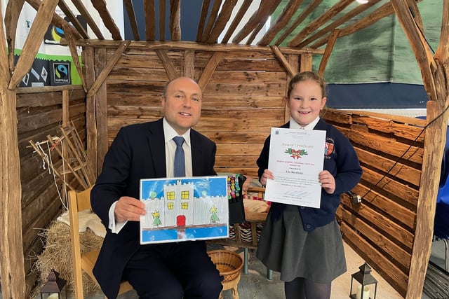 Andrew Griffith MP with Ella Burdfield at St Philips Catholic Primary School.
