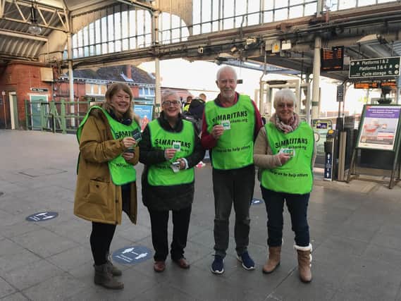 Brew Monday event: Volunteers promote the the work of Samaritans at Chichester Railway Station. Lending a sympathetic ear could save someone’s life