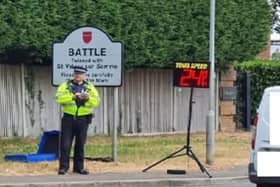 Police carrying out a speed check in Battle