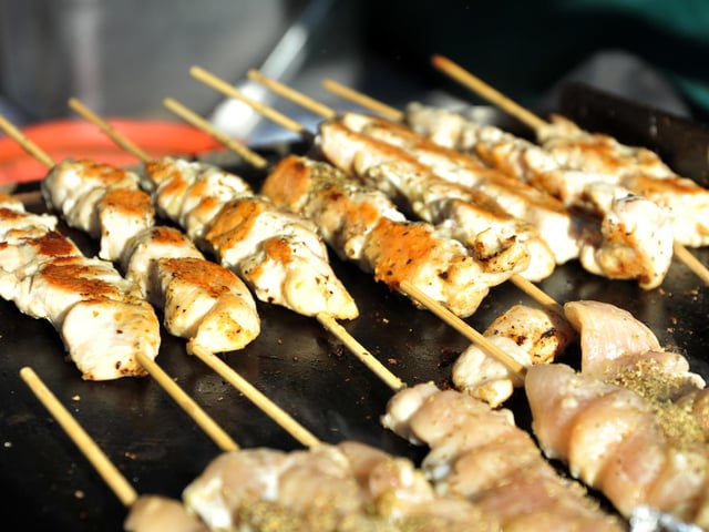 Chicken skewers on the grill. Pic S Robards SR2208205