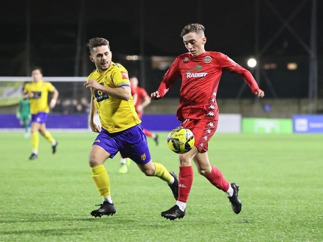 Action from Worthing FC's 4-0 win at Lancing FC in the third round of the Sussex Senior Cup