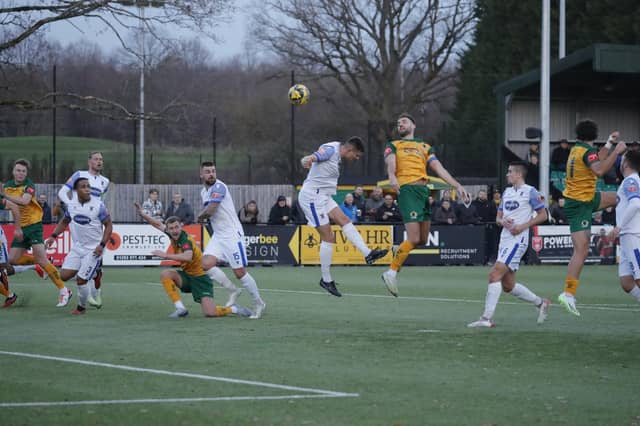 FA Trophy action between Horsham and AFC Totton