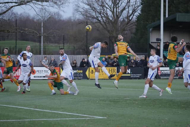 FA Trophy action between Horsham and AFC Totton