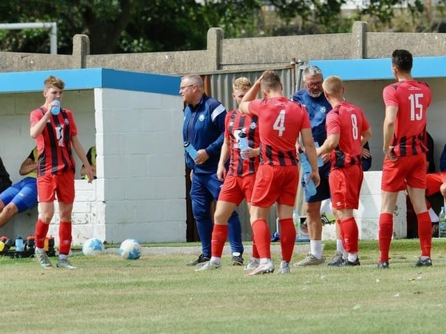 Action from a pre-season friendly between Shoreham and Worthing United at Middle Road