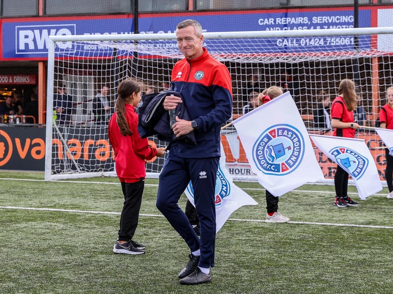 Images from Eastbourne Borough's 2023-24 season opener, a 1-0 National South home win over Hampton and Richmond