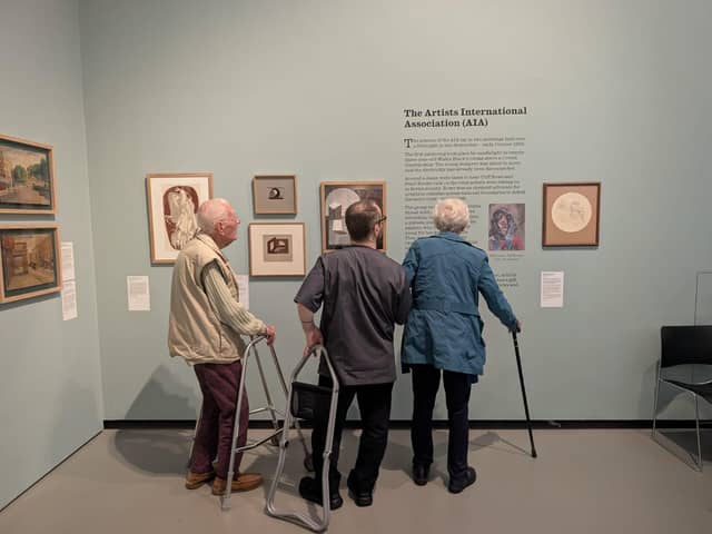 Care home residents visit Towner Gallery for International Artist Day.