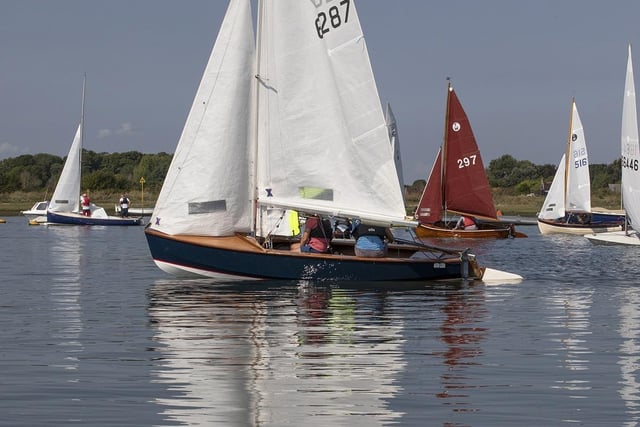 A 'Wayfarer' one of the 142 boats taking part in the Bosham Sailing Club Platinum Regatta :Action from Bosham Sailing Club's 2022 regatta