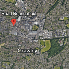 The collision happened on the Ifield Road Roundabout, Pegler Way, at around 1.15pm on Monday, October 12. Photo: Google Earth