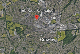 The collision happened on the Ifield Road Roundabout, Pegler Way, at around 1.15pm on Monday, October 12. Photo: Google Earth