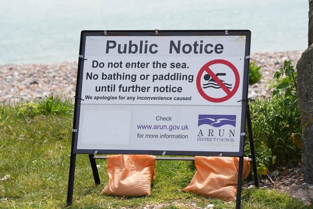 One of the notices erected near Bognor Regis beach