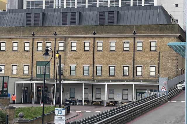 A rare sight of A&E ramps devoid of ambulance vehicles at Brighton's hospital. Photo: Eddie Mitchell