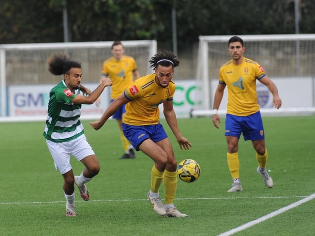 Action from Lancing's win over Corinthian in the Isthmian south east division