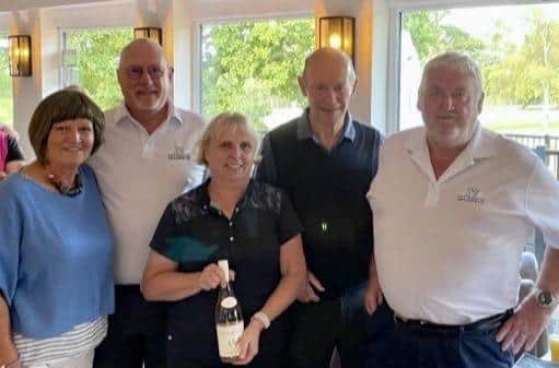 Winners on the Griffin with Ladies Captain, Christine Knight (left) and Bob Bason (right)