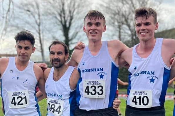 Part of the Horsham Blue Star team who took gold in the Sussex cross country championships