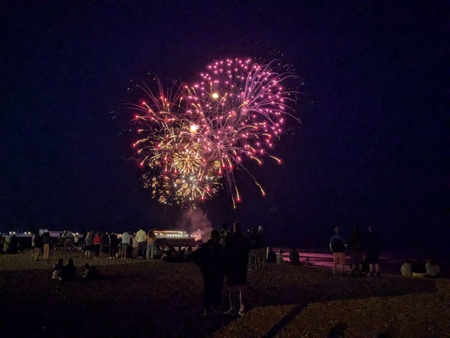 Worthing Lions Festival fireworks were launched from the end of Worthing Pier on July 27, 2024, to a crowd of hundreds on the beach and promenade