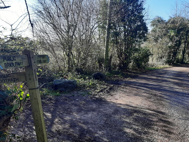 Go past this signpost, continuing on the bridleway and ignoring the footpath to the left.