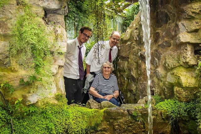  Three generations: Molly Tate, Darren Clift and Jonathan Tate explore Paradise Park’s new plant hou