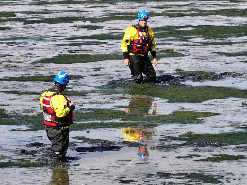 Both agencies worked together to rescue casualties from mud.