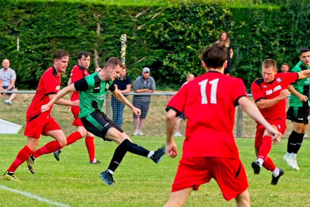 Hassocks FC in pre-season action against Burgess Hill | Picture: Chris Neal