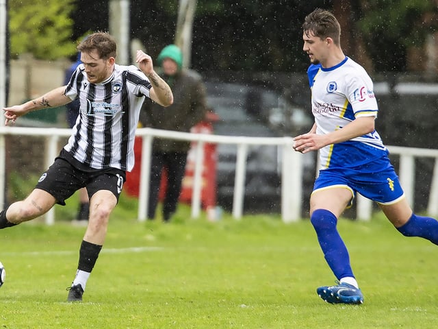 Action between Peacehaven & Telscombe and Haywards Heath Town in the final SCFL premier game of the 23-24 season