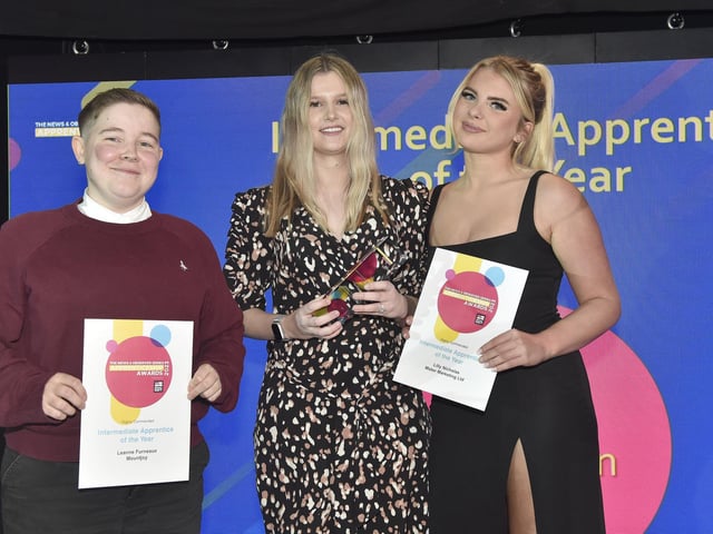 Pictured is: (centre) Sienna Edmonson of Motor Marketing Ltd, winner of the Intermediate Apprentice of the Year award, with the highly commended nominees in this category.
