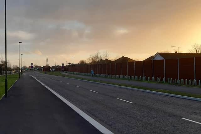 The new acoustic fence between the new Fitzalan Link Road and properties in Highdown Drive, Littlehampton