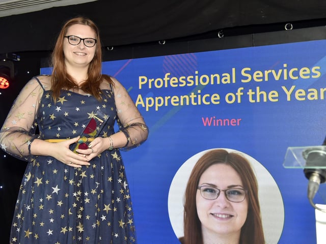 Pictured is: Emma Morris of The Weald Community School and Sixth Form College in West Sussex and West Sussex County Council, winner of the Professional Services Apprentice of the Year award.