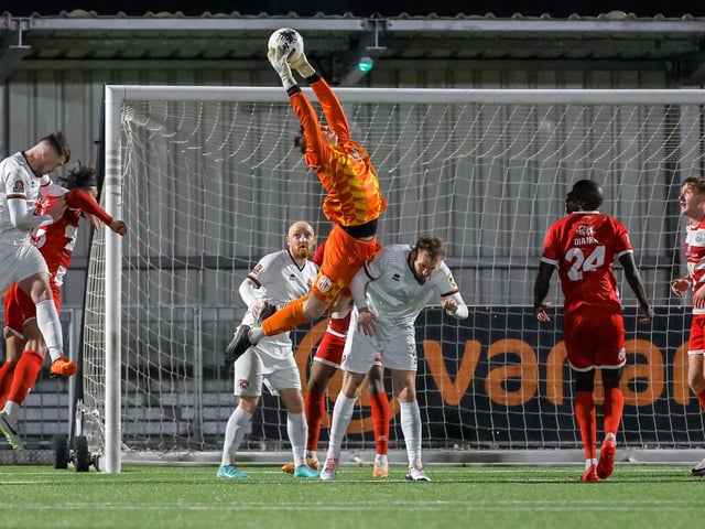 Action from Eastbourne Borough's 0-0 draw at Truro City