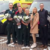A 34-year-old woman from Sayers Common, West Sussex, has been reunited with the ambulance team who helped save her life in December 2020. Picture contributed