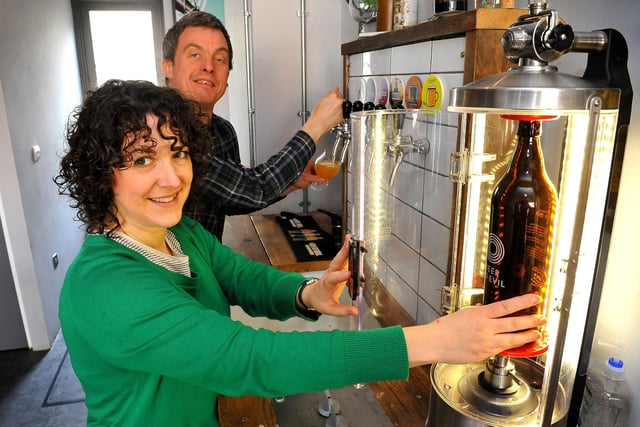 Beer No Evil, in Brighton Road, Worthing, was opened by Gemma Clegg and Gareth Harries in October 2018, fulfilling a long-held dream. The tap room has been named among the best and brightest bottle shops across the UK.