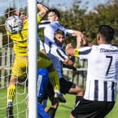 Goalmouth action from Peacehaven's win over AFC Varndeaians | Picture: Paul Trunfull