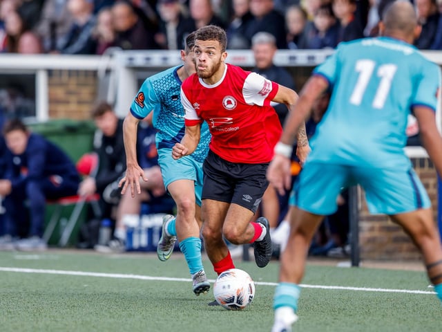 Action from Eastbourne Borough's National League South clash with Braintree at Priory Lane