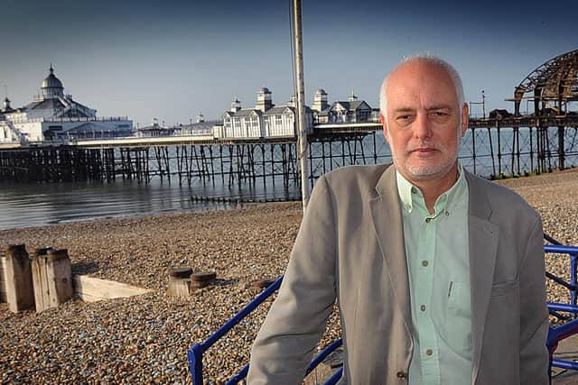 Cllr David Tutt  at the pier (photo by Mark Dimmock)